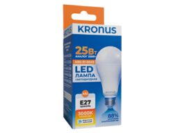 Лампа светодиодная KRONUS A65 груша 25 Вт 220V 3000K E27 тёплый свет (10/100)