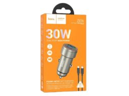 АЗУ 1 USB 1 Type-C HOCO Z57A Glorious, 3.0A, металл, QC3.0, PD30Вт, кабель Type-C - 8 pin, серый