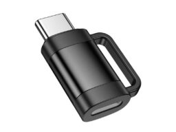 Переходник Type-C(m) - 8 pin(f) HOCO UA31E, пластик, OTG, USB2.0, цвет: чёрный (1/46/276)