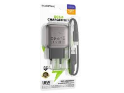 СЗУ 1 USB Borofone BAS52A Absolute, пластик, PD18Вт, QC3.0, кабель USB - Type-C, чёрный (1/48/192)