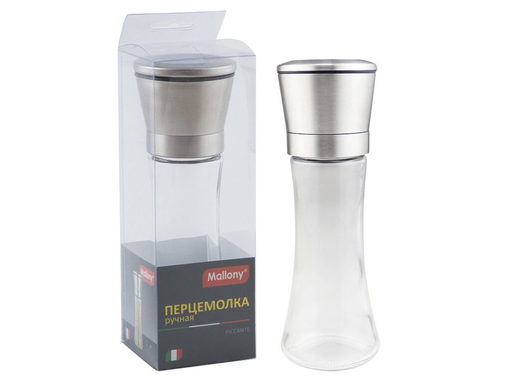 Перцемолка ручная PICCANTE, р-р 6,5*19 см, стекло, нерж сталь