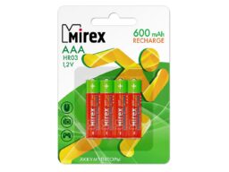 Аккумулятор Ni-MH Mirex HR03 / AAA 600mAh 1,2V 4 шт (4/40/200), ecopack BL-4