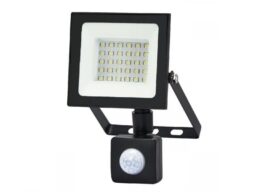 Прожектор светодиодный KRONUS 20 Вт 6500K IP44 220V, с датчиком движения холодный свет черный корпус