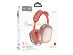 Наушники полноразмерные HOCO W55 Pleasing, bluetooth 5.4, AUX, 800mAh, цвет: розовый (1/40)