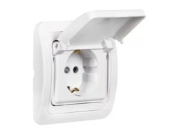 Розетка SMARTBUY скрытая установка, 1-местная с заземлением и крышкой 16А белая, керамика "Марс" /10