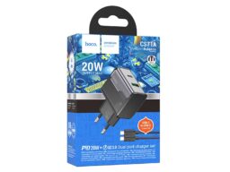 СЗУ 1 USB, 1 Type-C HOCO CS71A Star Speed, QC3.0, PD20Вт, кабель Type-C - Type-C, черный (1/32)