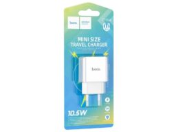 Блок питания сетевой 1 USB HOCO C106A Leisure, 2.1A, цвет: белый (1/36/216)