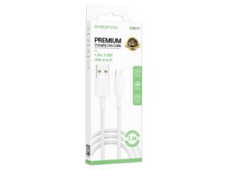 Кабель USB - 8 pin Borofone BX117 Source, 1.0м, 2.4A, ткань, цвет: белый (1/360)