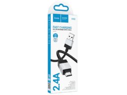Кабель USB - микро USB HOCO X110 Honorific, 1.0м, нейлон, 2.4А, цвет: чёрный (1/31/310)