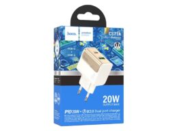 Блок питания сетевой 1 USB, 1 Type-C HOCO CS71A Star Speed, QC3.0, PD20Вт, цвет: белый (1/32/192)