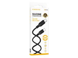Кабель Type-C - Type-C Borofone BX113 Lenny, 3.0м, 3.0A, PD60Вт, силикон, цвет: чёрный (1/360)