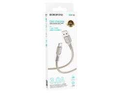 Кабель USB - Type-C Borofone BX116 Certain, 1.0м, 3A, ткань, цвет: серый (1/360)