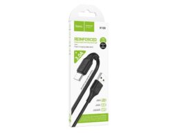 Кабель USB - Type-C HOCO X120, 1.0м, круглый, пластик, 3.0А, цвет: черный упакован (1/420)