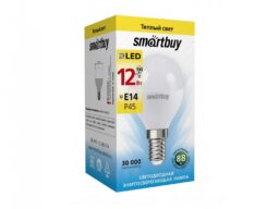 Лампа светодиодная SMARTBUY P45 12Вт 220V 3000K E14 (теплый свет) (10/100)