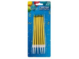 Свечи для торта с подставкой, золото, 13см., 6 шт в наборе (1/12/300)