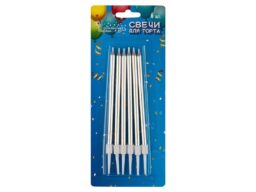 Свечи для торта с подставкой, серебро, 13см., 6 шт в наборе (1/12/300)