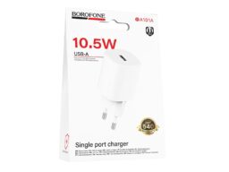 Блок питания сетевой 1 USB Borofone BA101A Pudding, пластик, PD10.5Вт, цвет: белый (1/20/120)