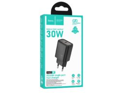 Блок питания сетевой 1 Type-C HOCO N62 Gentle, 3.0A, PD30Вт, цвет: чёрный (1/12/120)