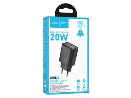 Блок питания сетевой 1 USB, 1 Type-C HOCO N61 Gentle, 3.0A, PD20Вт, цвет: чёрный (1/12/120)