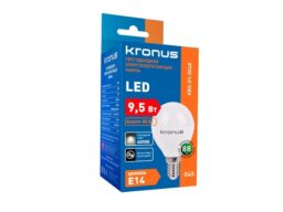 Лампа светодиодная KRONUS G45 шар 9,5 Вт 220V 6000K E14 холодный свет (10/100)