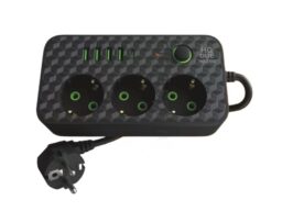 Сетевой фильтр N 7503 5м. 3 розетки, 4 USB, 1 Type -C, Чёрный