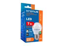 Лампа светодиодная KRONUS G45 шар 7 Вт 220V 3000K E27 тёплый свет (10/100)