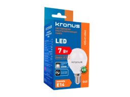 Лампа светодиодная KRONUS G45 шар 7 Вт 220V 6000K E14 холодный свет (10/100)