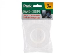 Нано-лента двусторонняя клейкая многоразовая, прозрачная, 3м*1,5см PARK (1/12/240)