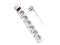 Сетевой фильтр DEFENDER DFS155, 6 розеток, ПВС 3*1,0 мм2, мощность 2200 Вт, ток 10А, белый, 5 м (30)