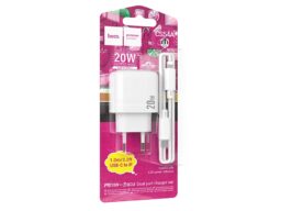 СЗУ 1 USB, 1 Type-C HOCO CS54A Surplus, 3.0A, PD20Вт, кабель Type-C - 8 pin, цвет: белый (1/28/168)