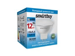 Лампа светодиодная SMARTBUY GU5.3 (MR16) 12Вт 220V 6000K (холодный свет) (10/100)